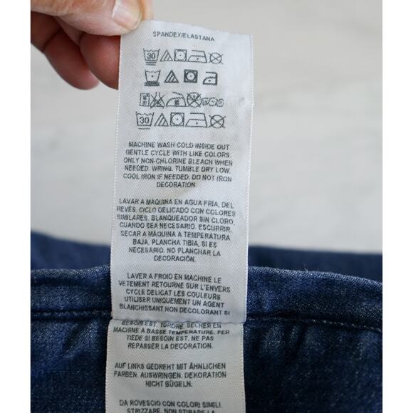 Guess Women Demin Frayed Flare Leg Bib Overalls 10 Farm 70s Y2K Style Western - Picture 15 of 15